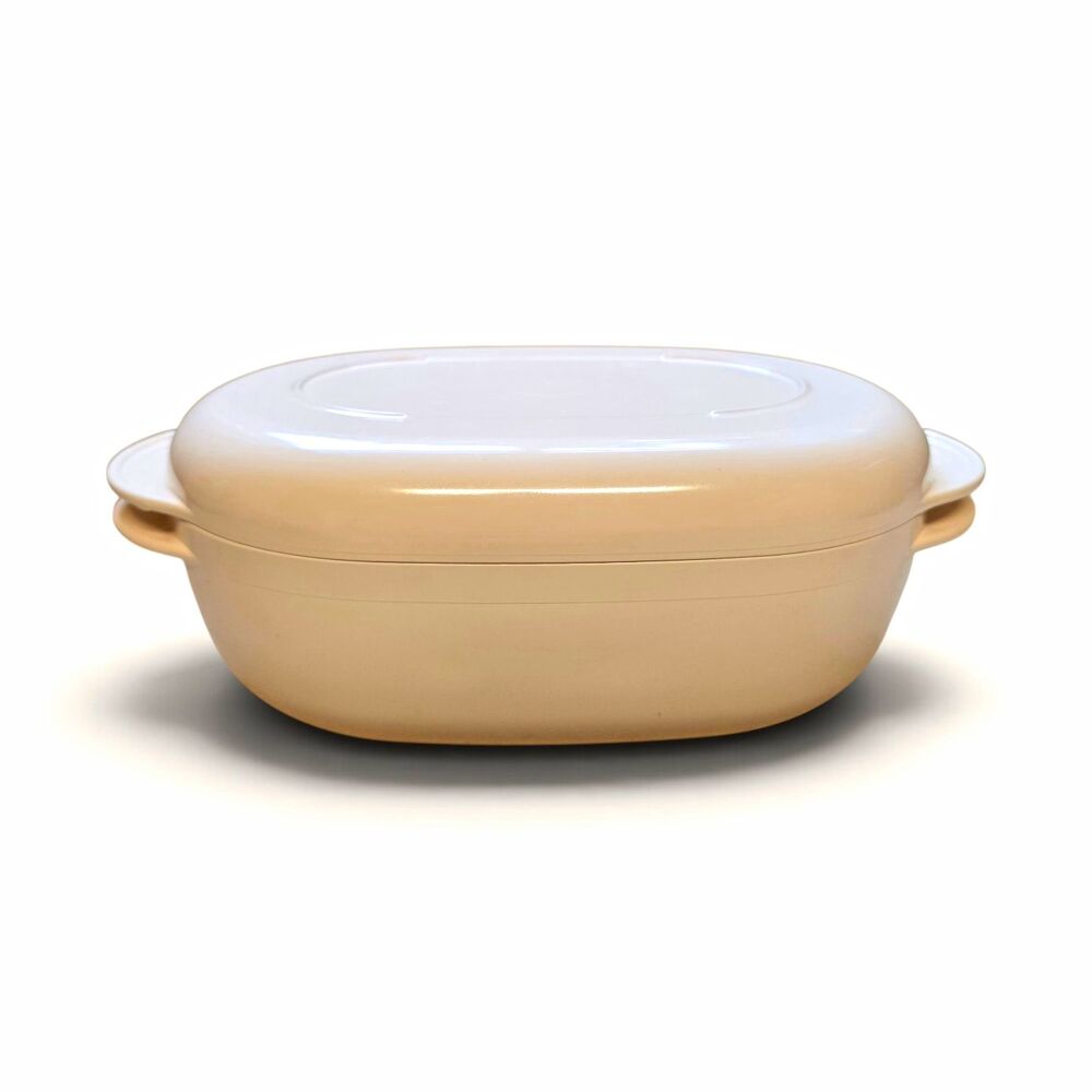 Vtg Tupperware Almond Oval Steamer Casserole Dish Lid Micro-Cookware 35 oz 1L